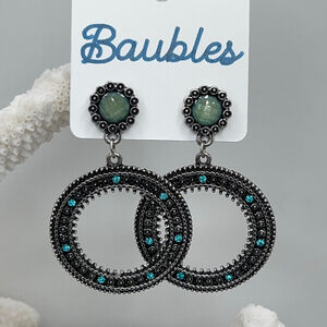 Baubles Silver Green Dangle Earrings